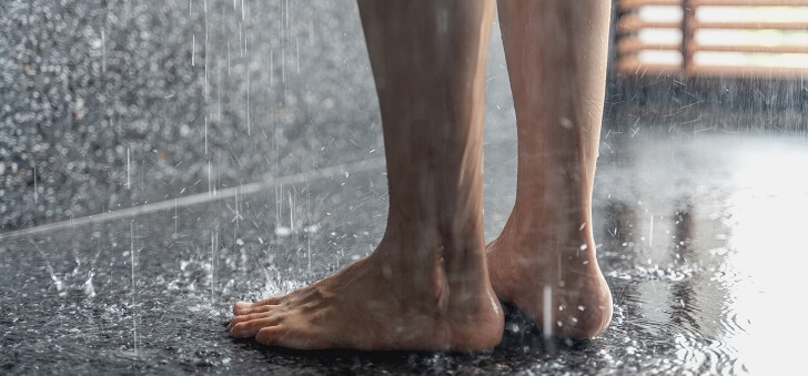 feet of woman in shower