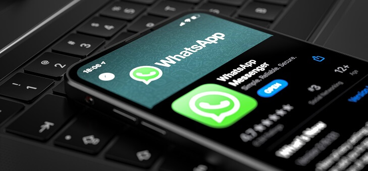 smartphone displaying whatsapp