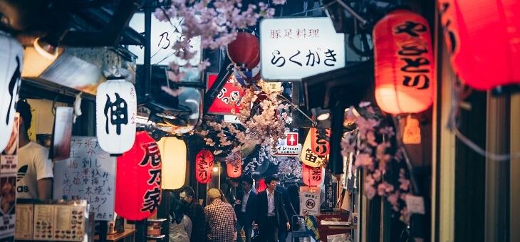 street scene in japanese town