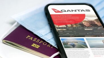 smartphone displaying qantas app