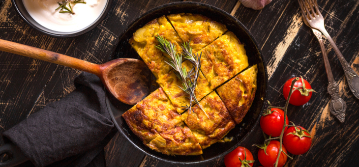 Spanish Omelette with Potato, Green Olives and Chorizo