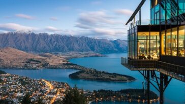 picturesque view of chalet over queenstown