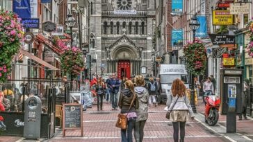 busy street in Dublin, Ireland