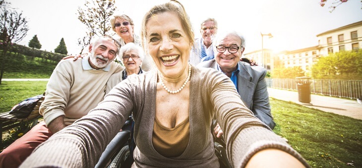 group of happy retirees