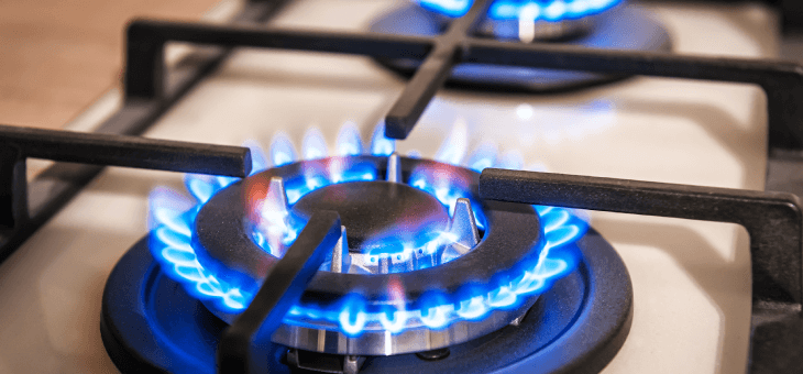 gas hob on a hot plate
