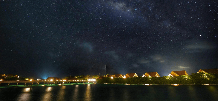 View of the night sky above the Maldives