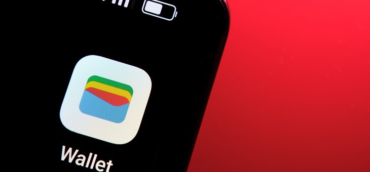 phone displaying google wallet digital payment app