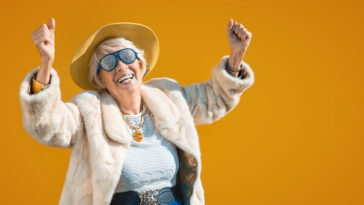 fashionable older woman feeling young at heart