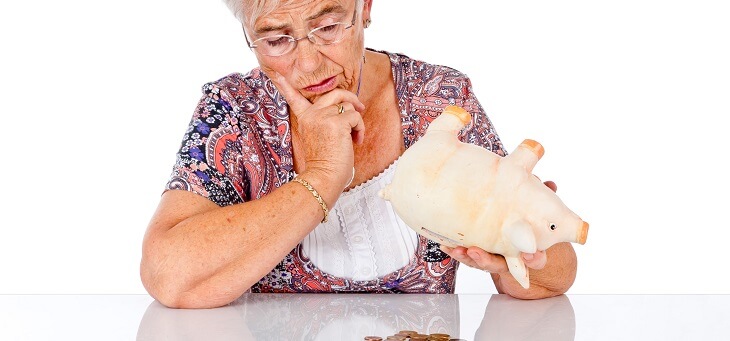 older woman counting age pension