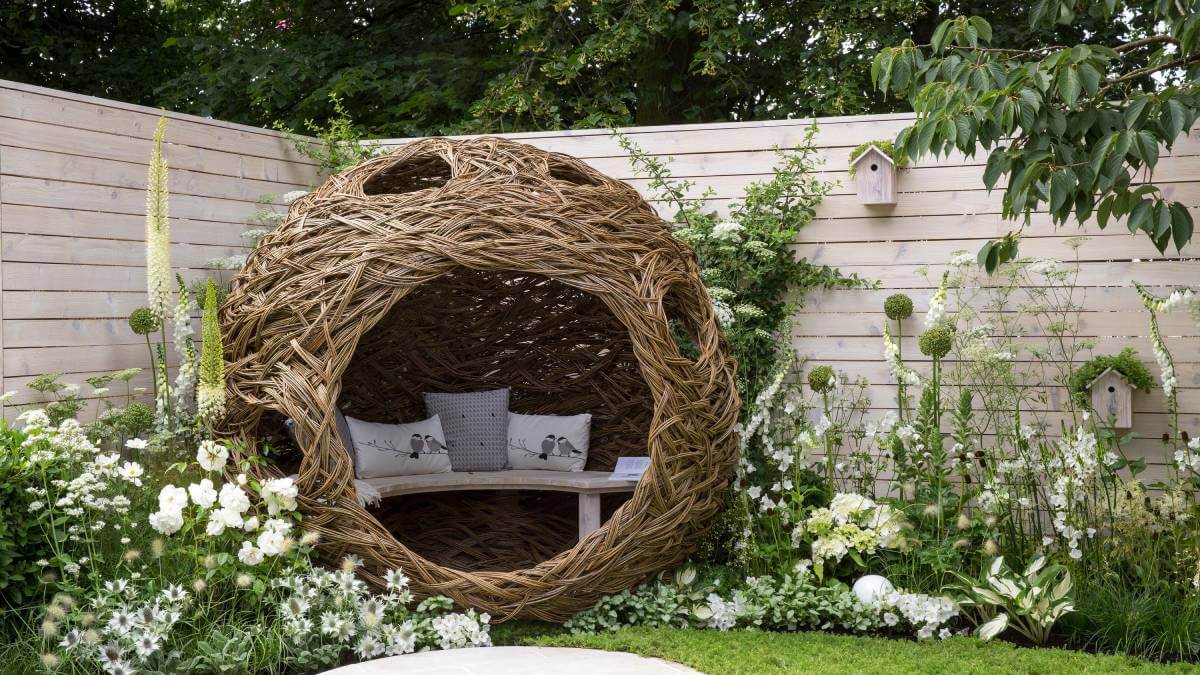 Small garden with a nest chair