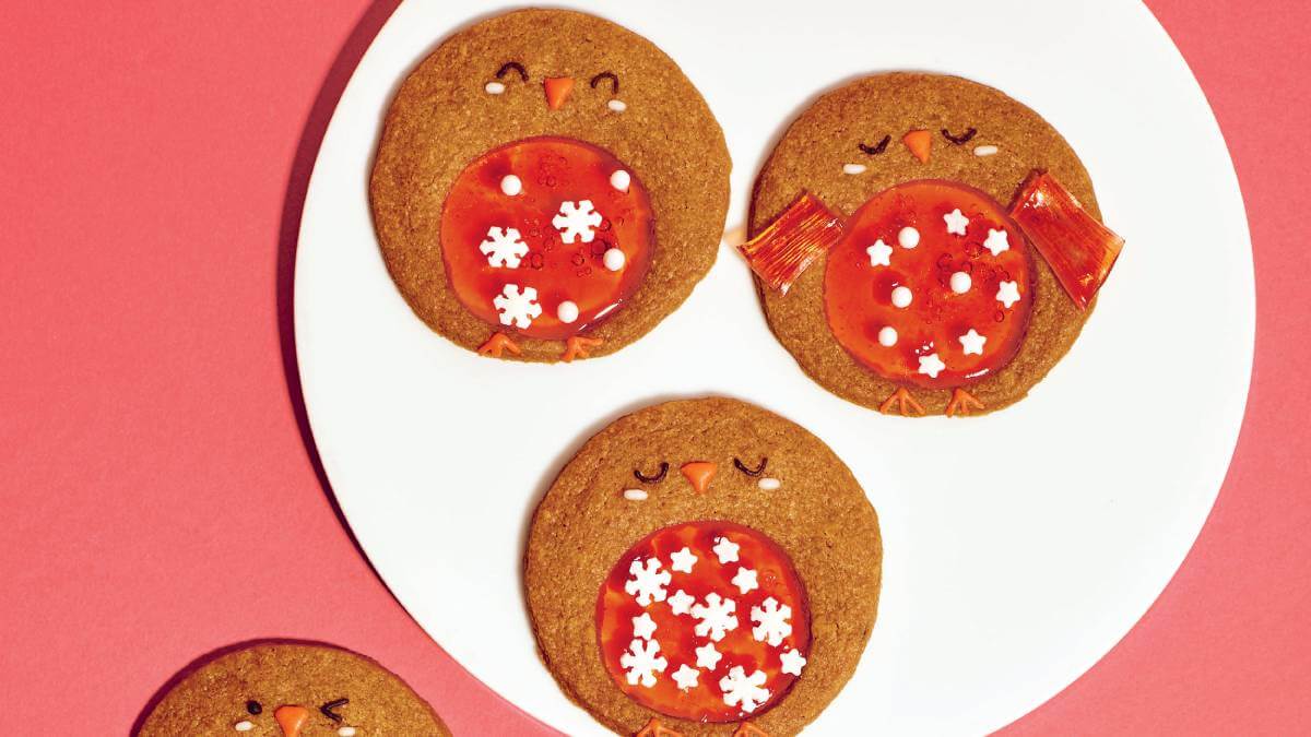 Christmas cookies in the shape of robins