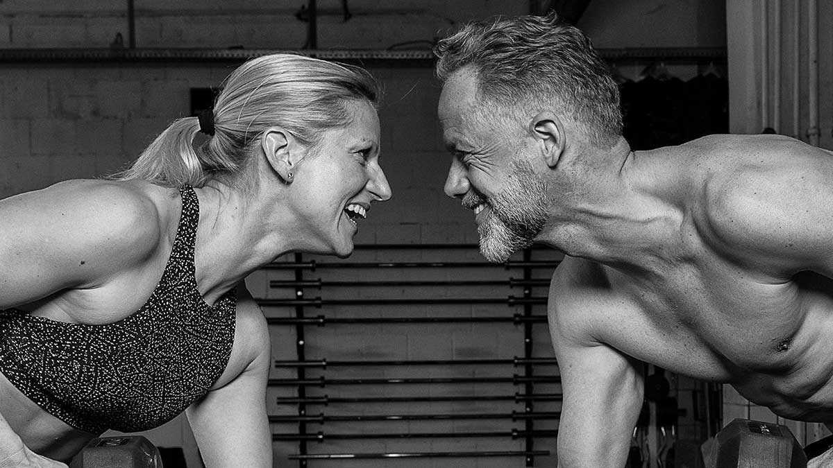middle aged couple doing exercises for better sex