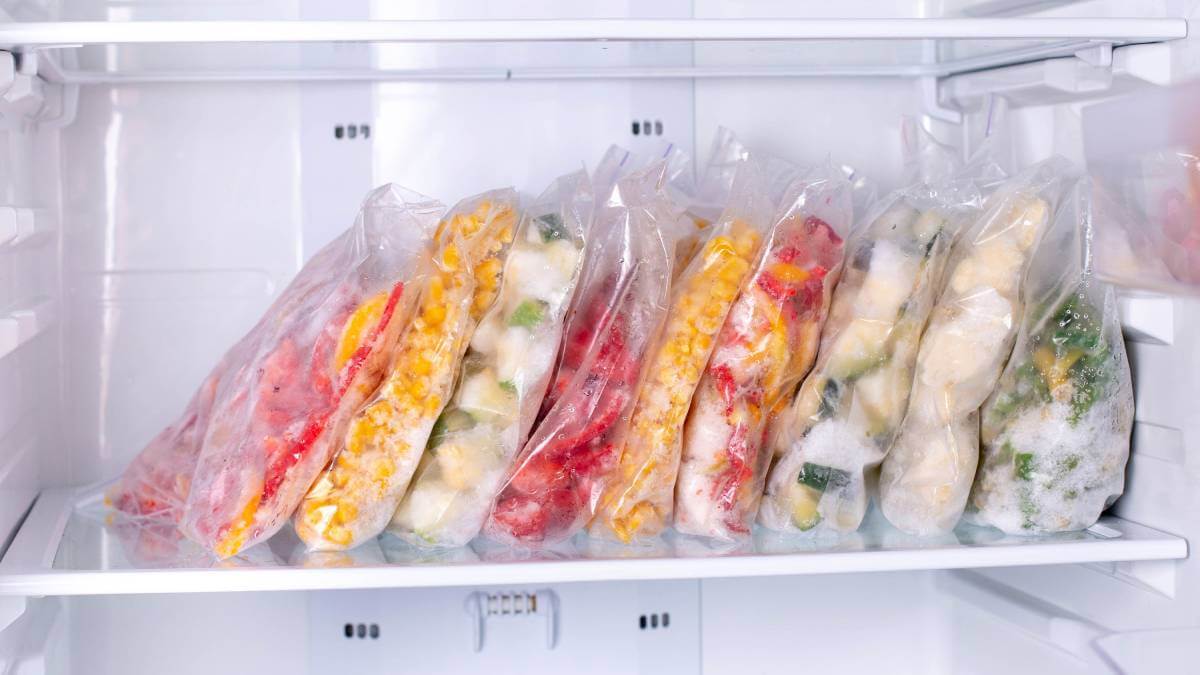 Food organised in a freezer