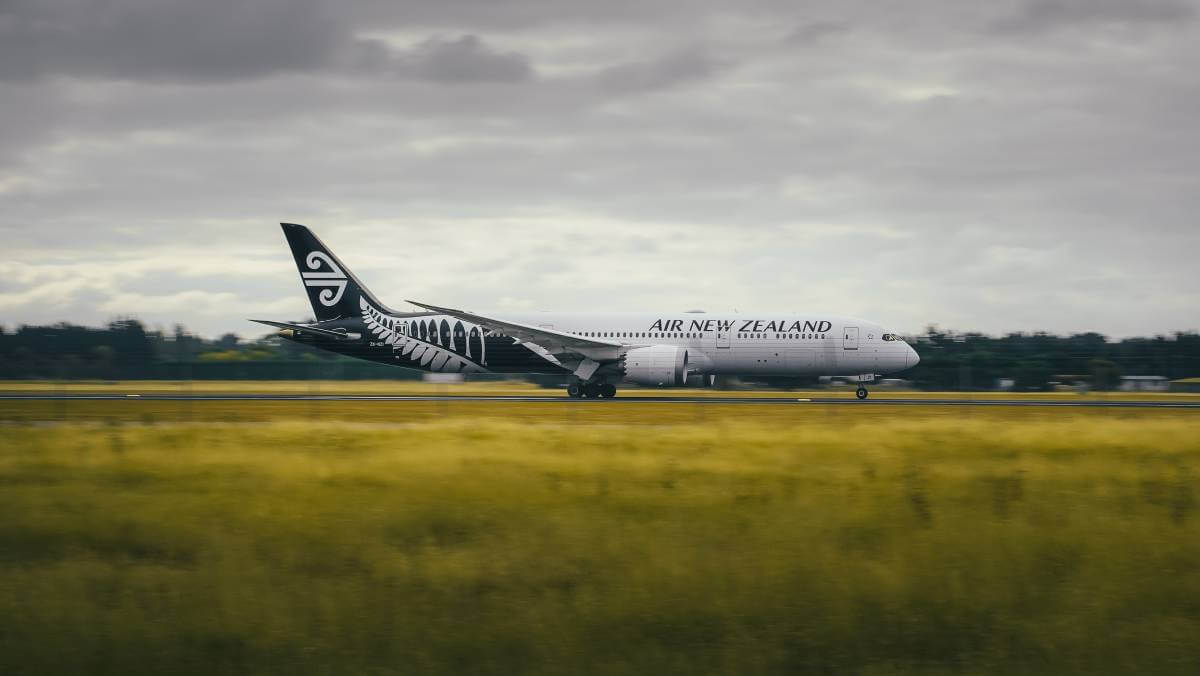 Air New Zealand plane on the ground