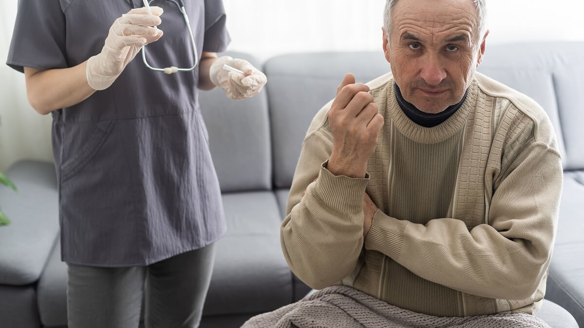 older man worried about the flu