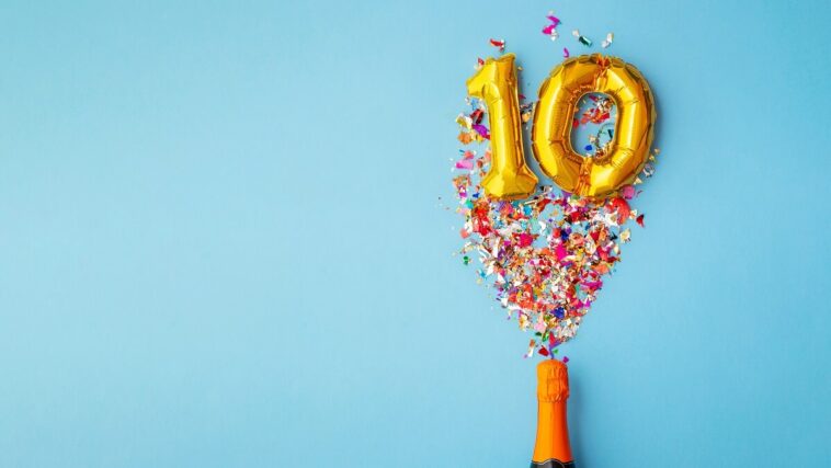 tenth anniversary balloon celebrating decade