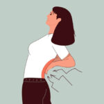 Animation of a woman holding her back in pain