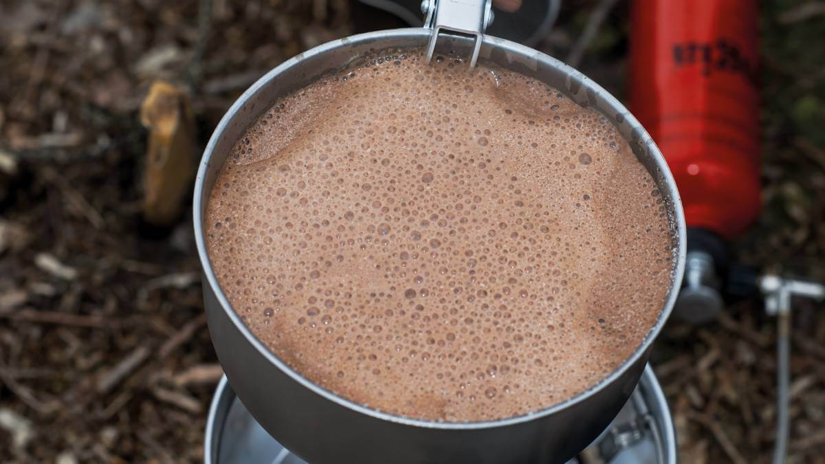 Hot chocolate in a saucepan