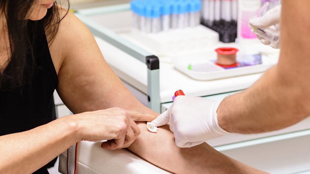 woman doing cancer blood test