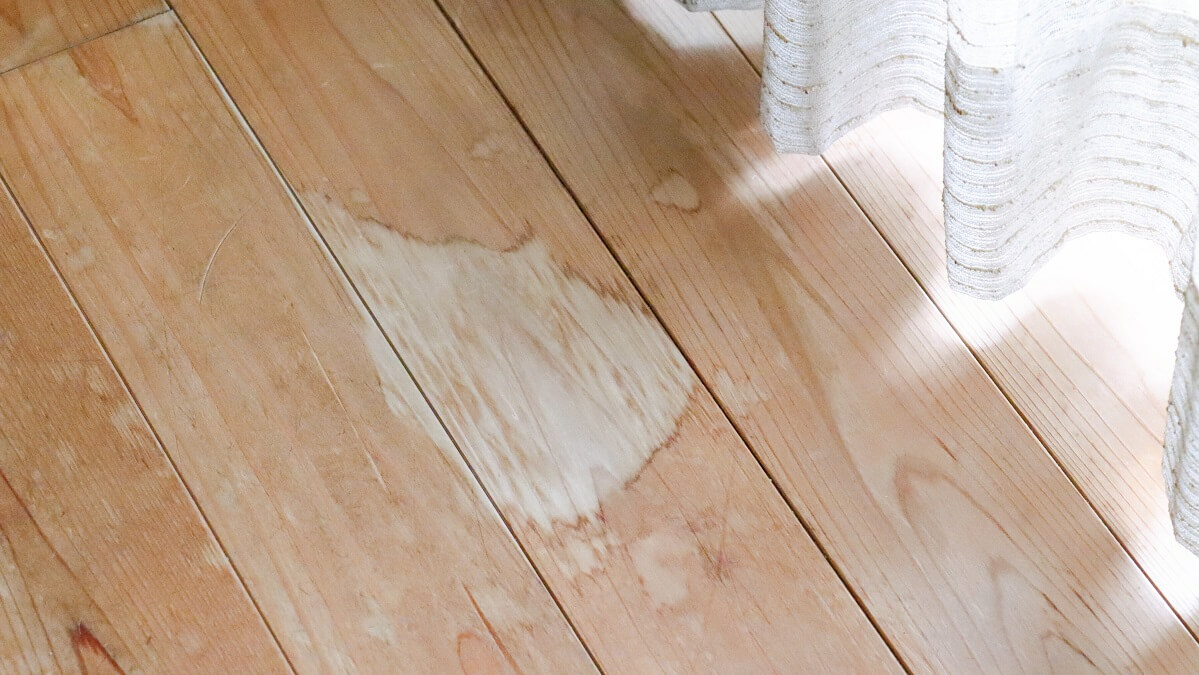 water-stained floor