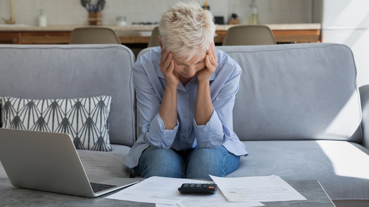 stressed woman struggling with mortgage