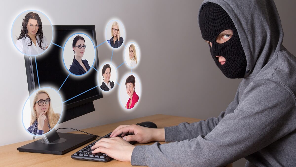 hacker committing identity theft