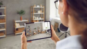 woman using virtual styling in her home