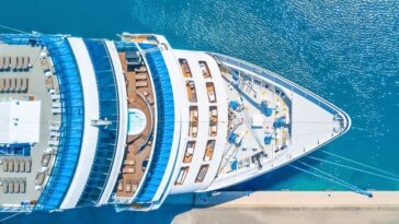 Aerial shot of a cruise ship