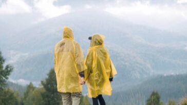 Couple in raincoats