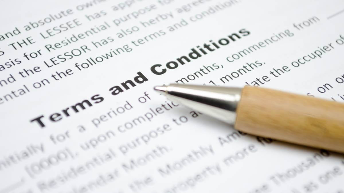 A document with terms and conditions