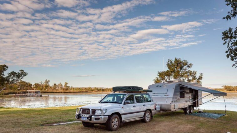Car and caravan in Australia