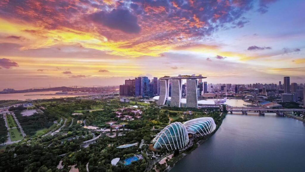 Singapore skyline at dusk