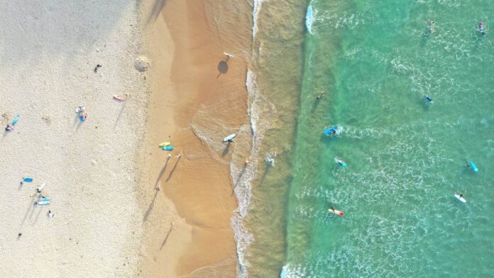 Aerial shot of an Australian beach