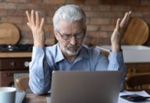 Man frustrated with technology