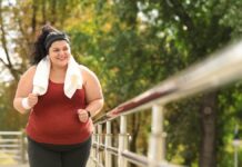 Obese woman running