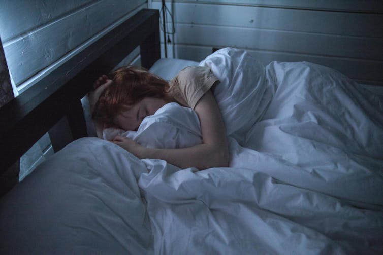 A woman sleeping.