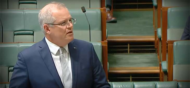 australian prime minister scott morrison in parliament