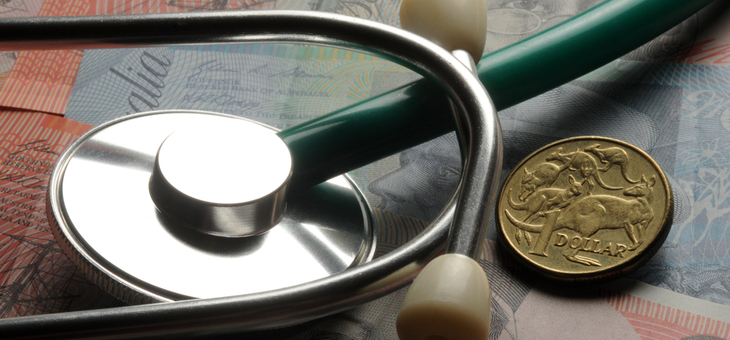 Stethoscope on Australian banknotes and coins