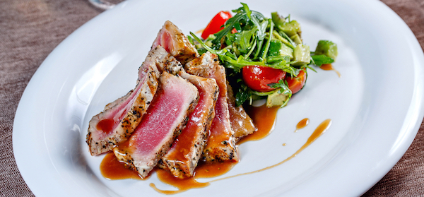 delicious tuna steak with sesame seeds