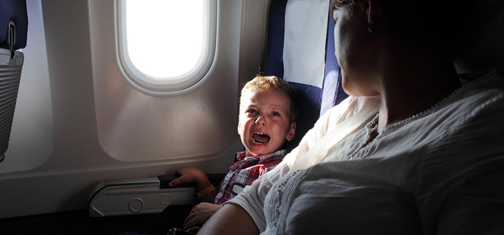 crying baby on board plane