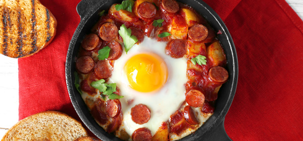 Moroccan Baked Eggs and Sausages