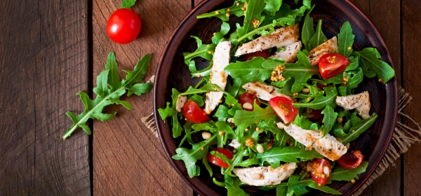 Parmesan Chicken and Rocket Salad with Creamy Basil Dressing