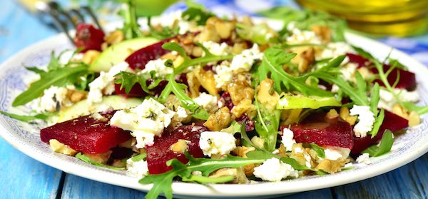 Roasted Beetroot Salad with Goat Cheese, Apple and Honey