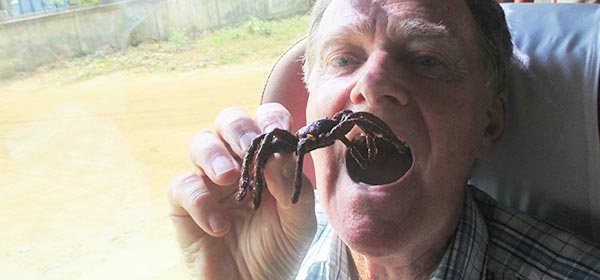 Would you eat a fried tarantula? Denis did it