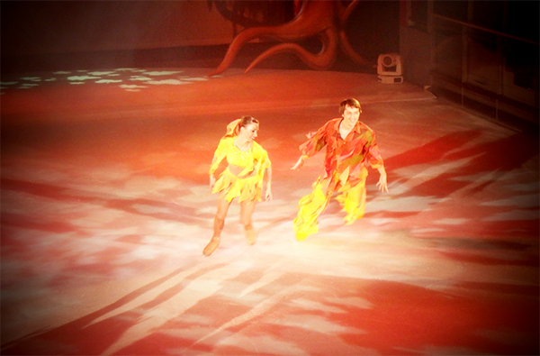 ice-skating duo performing onboard the explorer of the seas superliner