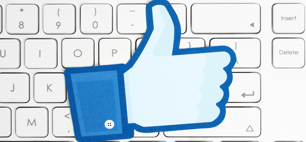 Facebook thumbs up on keyboard