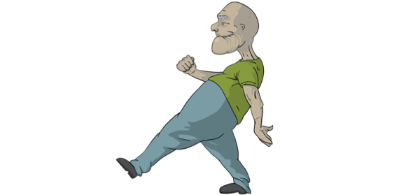 Funny old man walking