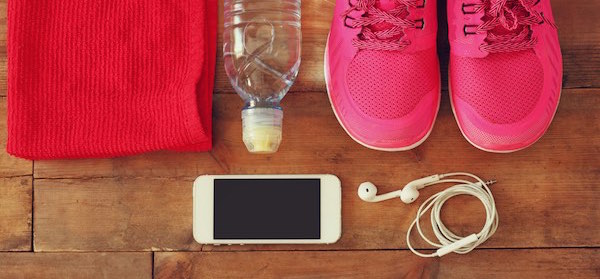 Holiday fitness concept running shoes and ipod