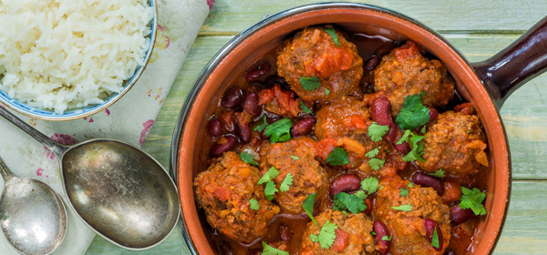 Meatballs with Beans and Rice
