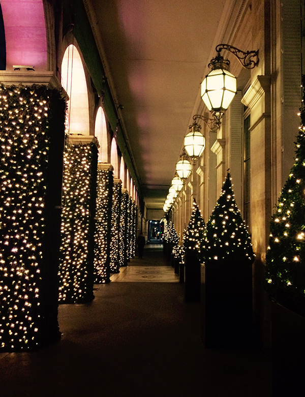 corridor in paris with twinkly lights